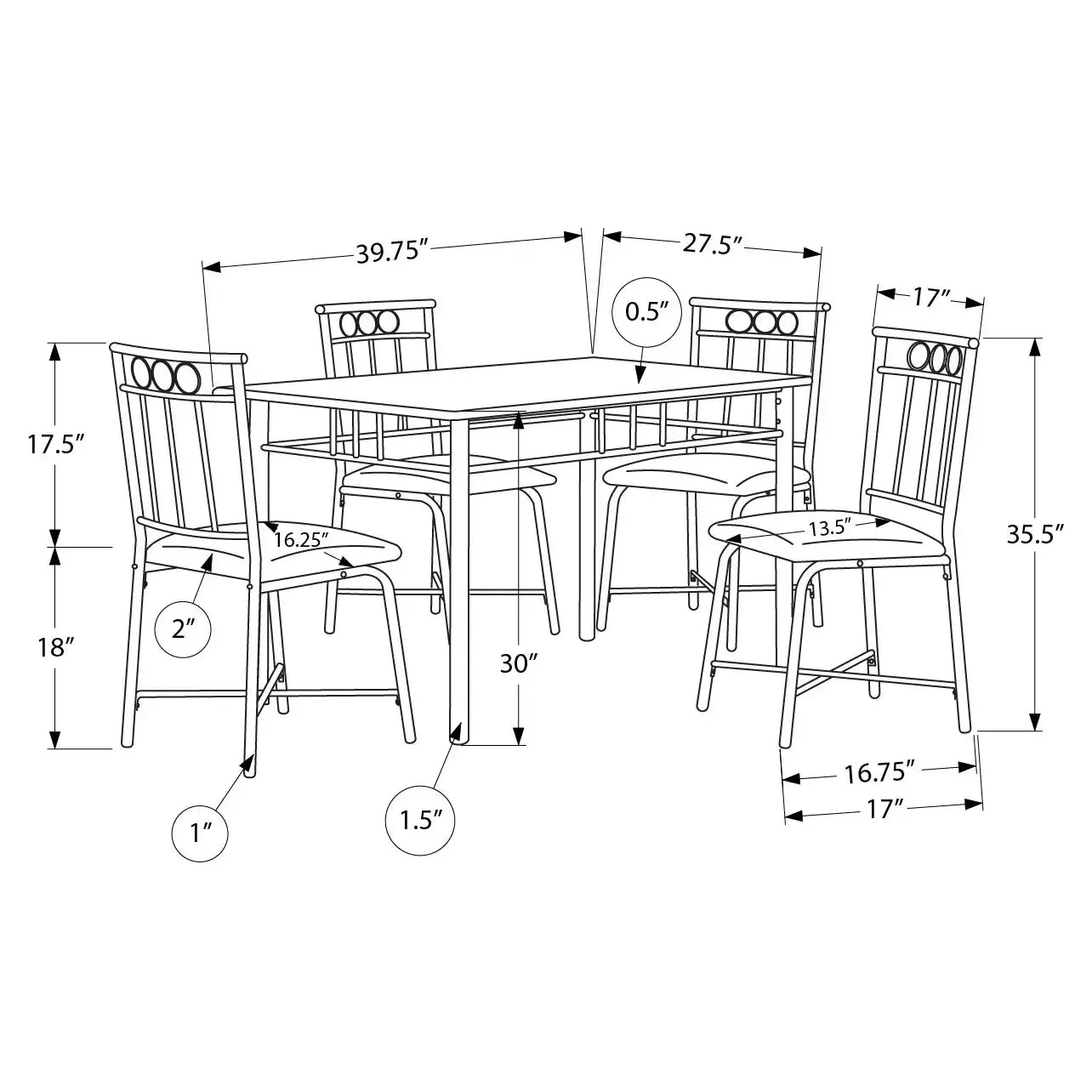 5 piece rectangular dining set - White Marble Table & 4 Cushioned Chairs