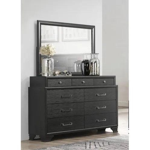 9 drawer grey dresser with mirror