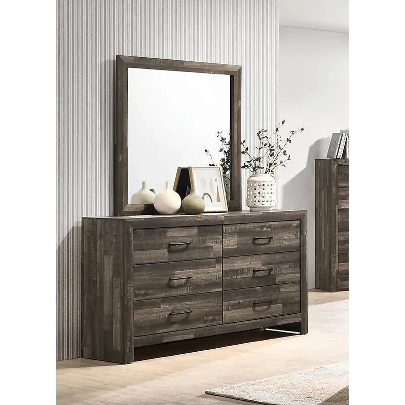 Athens wooden brown dresser with mirror