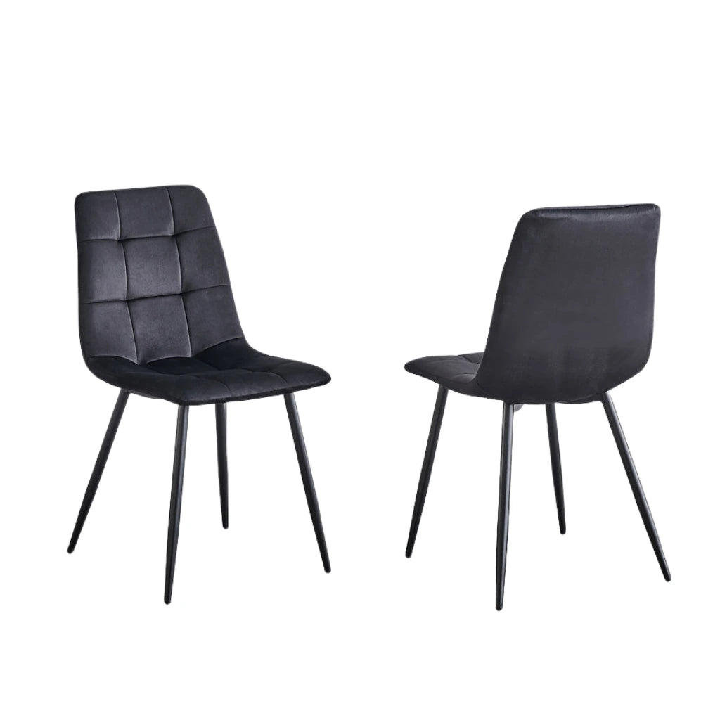Black dining chairs with quilted backrest