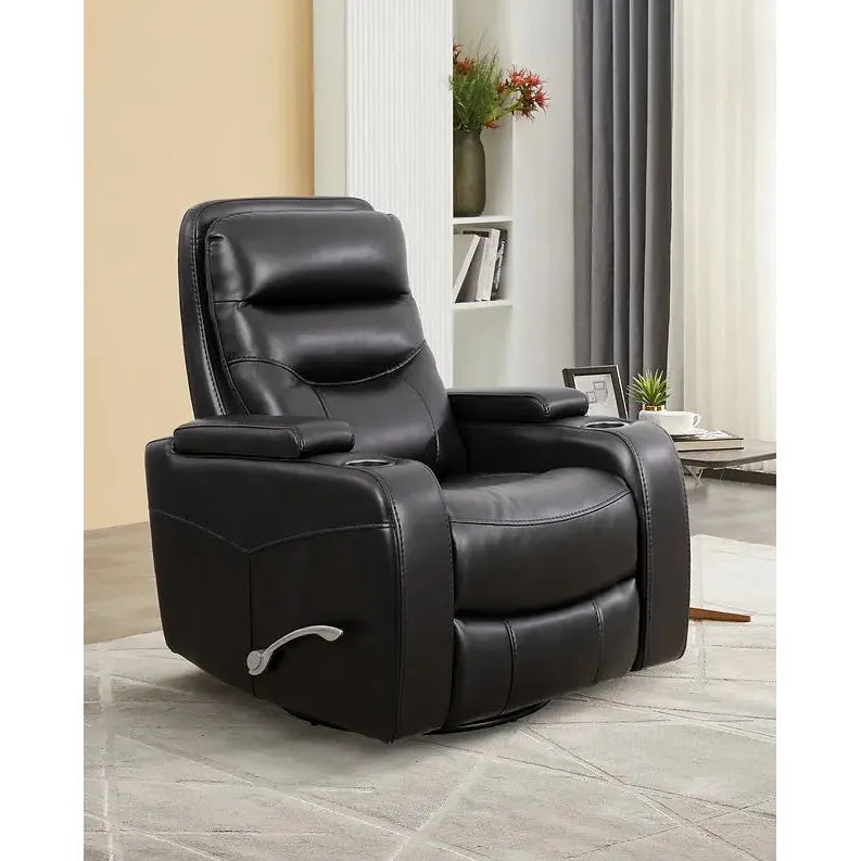 Black leather recliner chair for living room