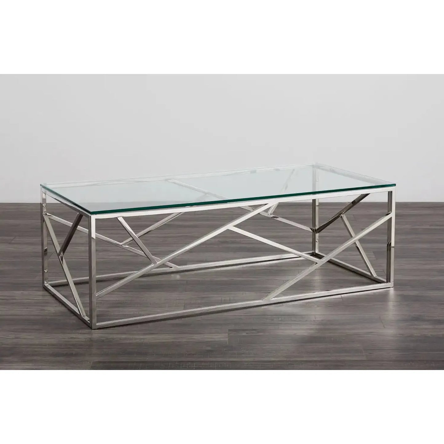 Carole Coffee Table – Stainless Steel Base & Tempered Glass Top