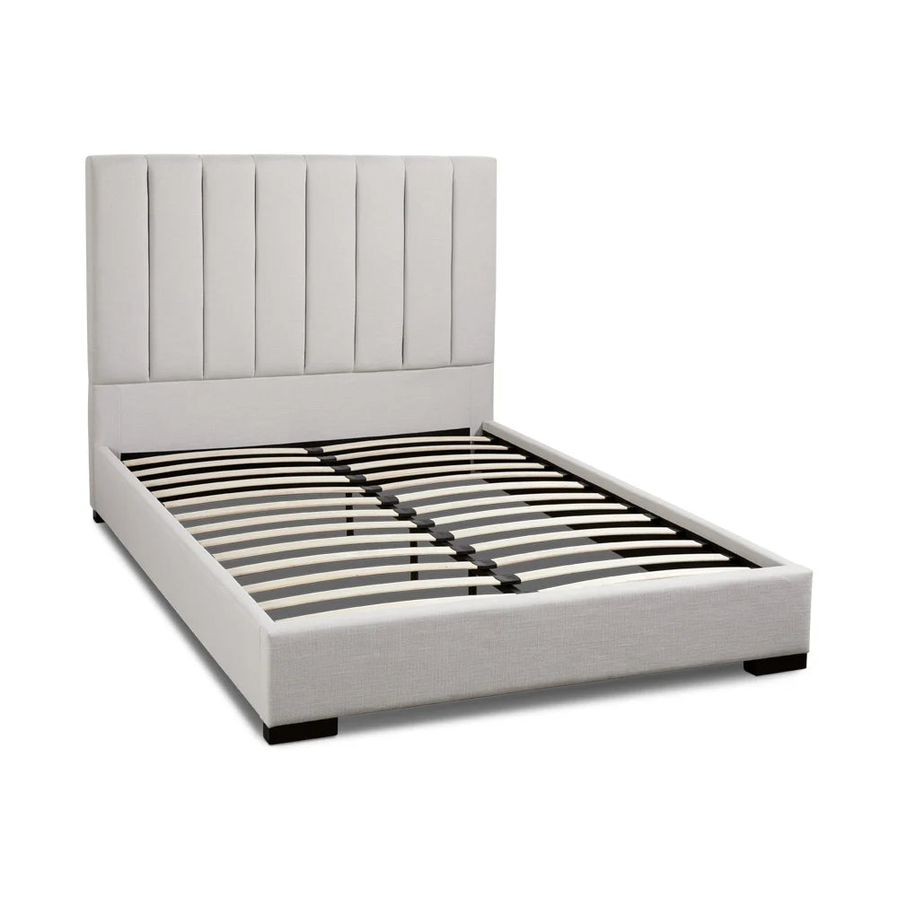 Channel Grey Upholstered King Bed with Vertical Tufted Headboard