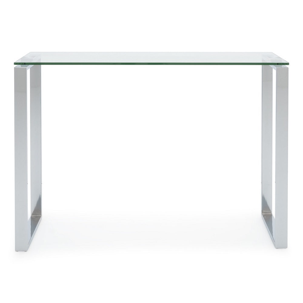 Millennium Glass Top Console Table with Stainless Steel Base