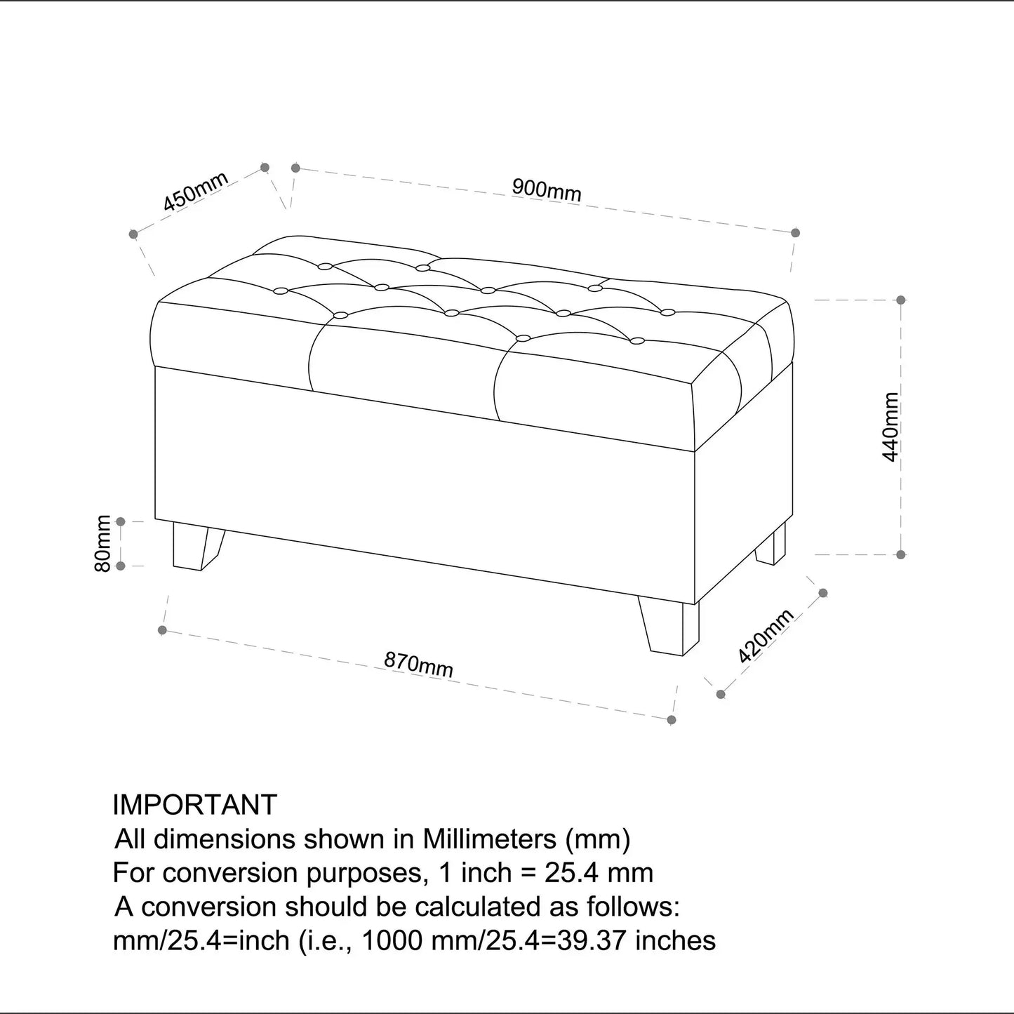 Harper Rectangular Storage Ottoman Bench – Tufted Lid & Deep Storage