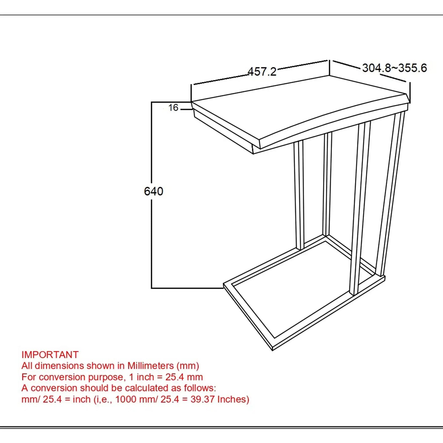 Jivin C-Shaped Accent Table – Solid Acacia Wood & Black Iron Frame