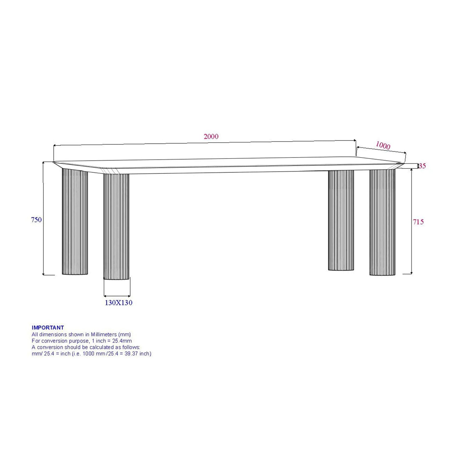Sangra 79 Solid Wood Dining Table with Natural Finish