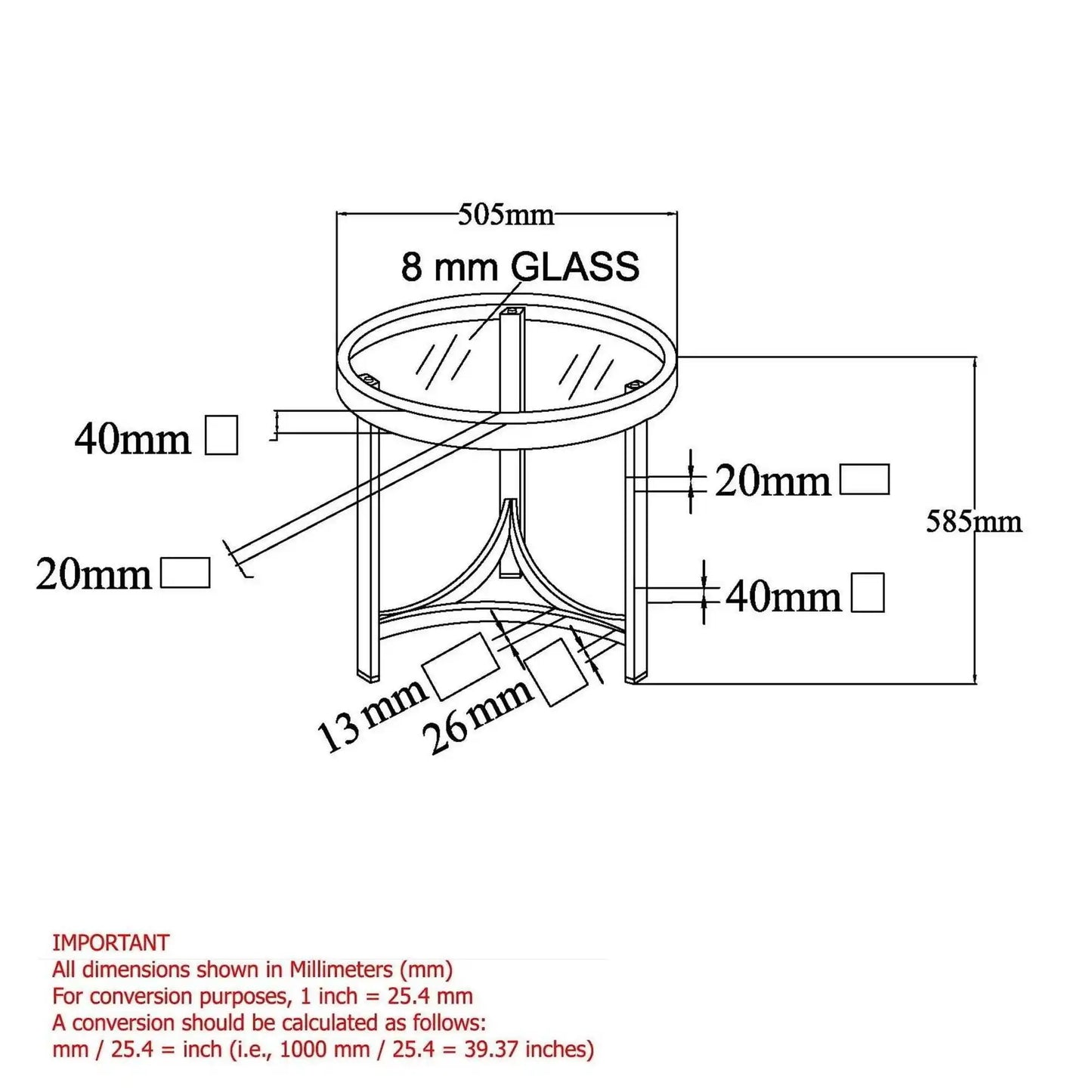 Strata Round Chrome Glass Side Table with Tempered Glass Top