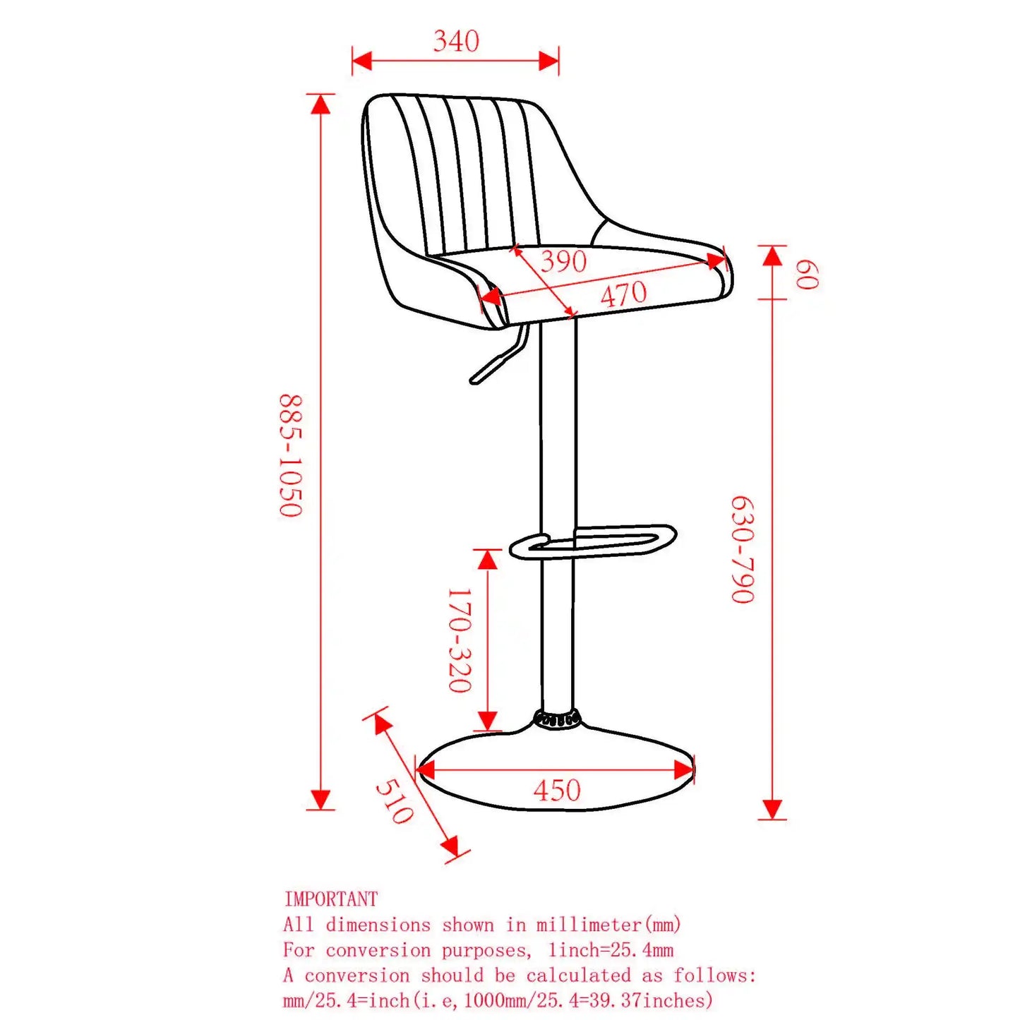 Kron Adjustable Swivel Fabric Bar Stools Set of 2 – Air-Lift Height