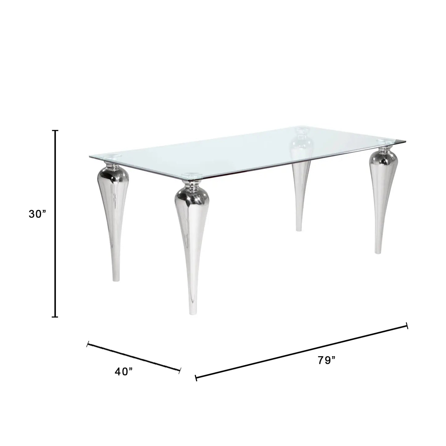 Sequoia Glass Dining Table Montreal – Modern Stainless Steel Base