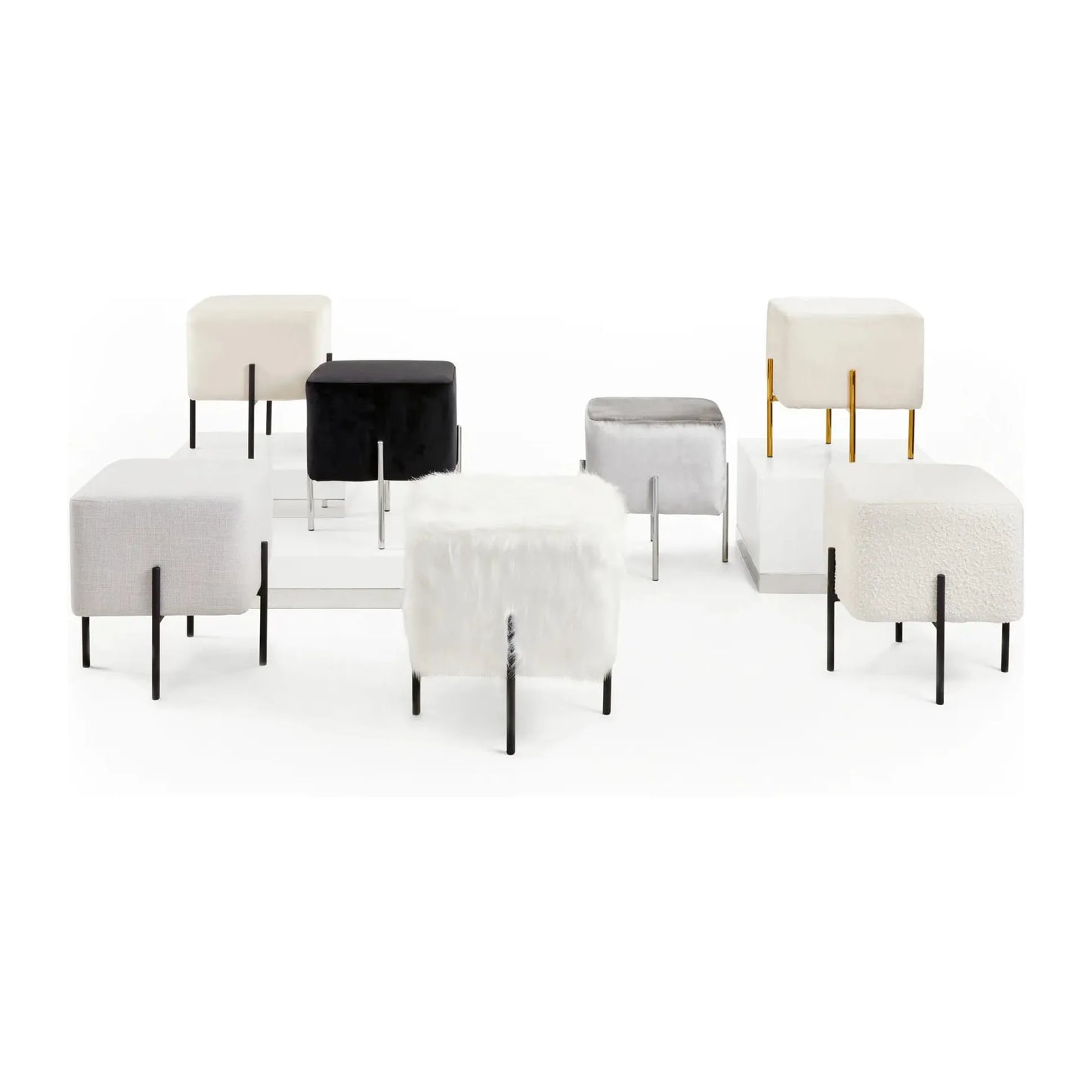 Velvet Ottoman – 18” Cube with Stainless Steel Base