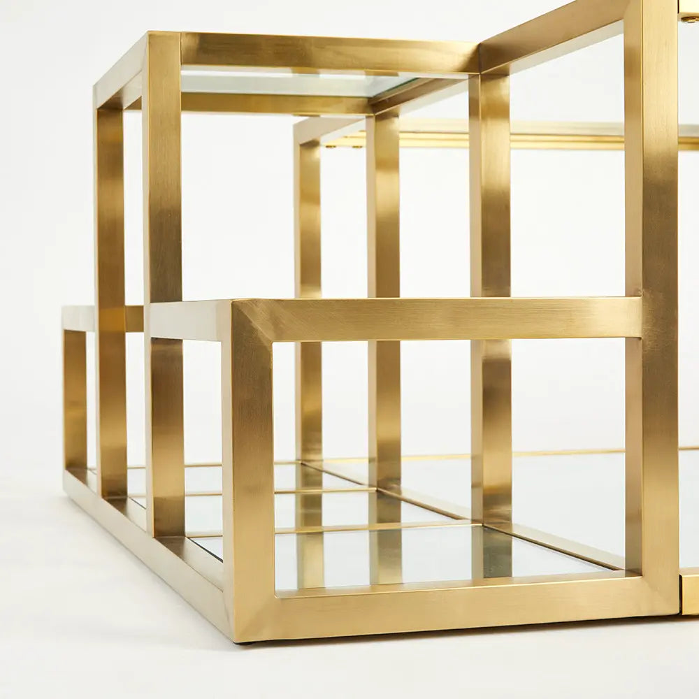 Elmore Luxurious Gold Metal and Glass Coffee Table