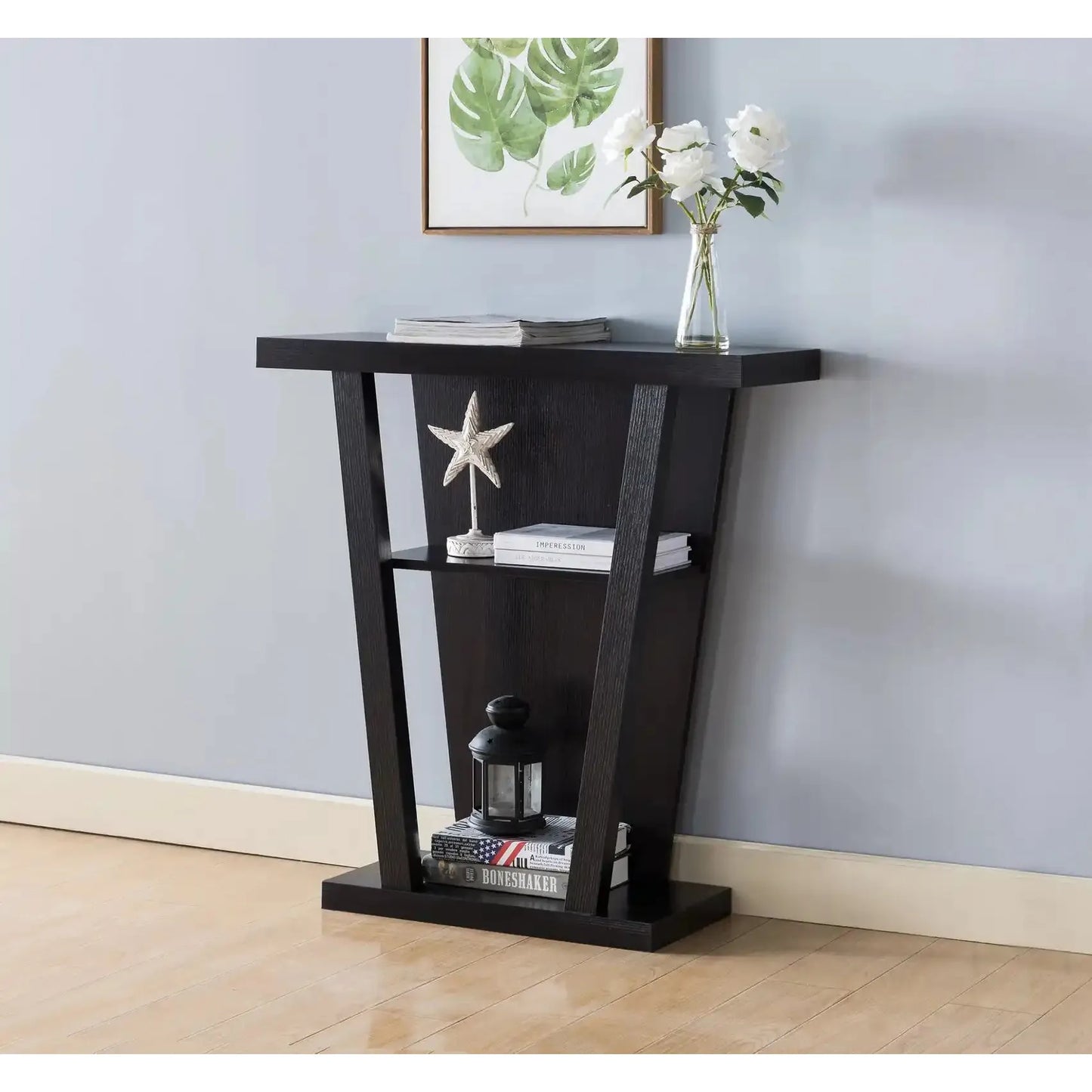 Espresso three-tiered shelf
