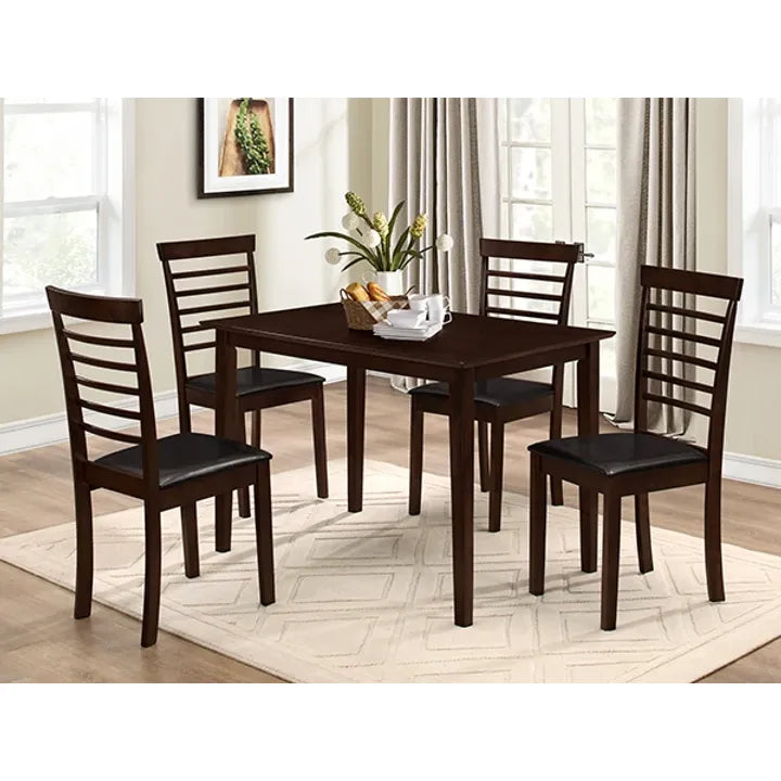 Dining room set with a Espresso table and four PU chairs