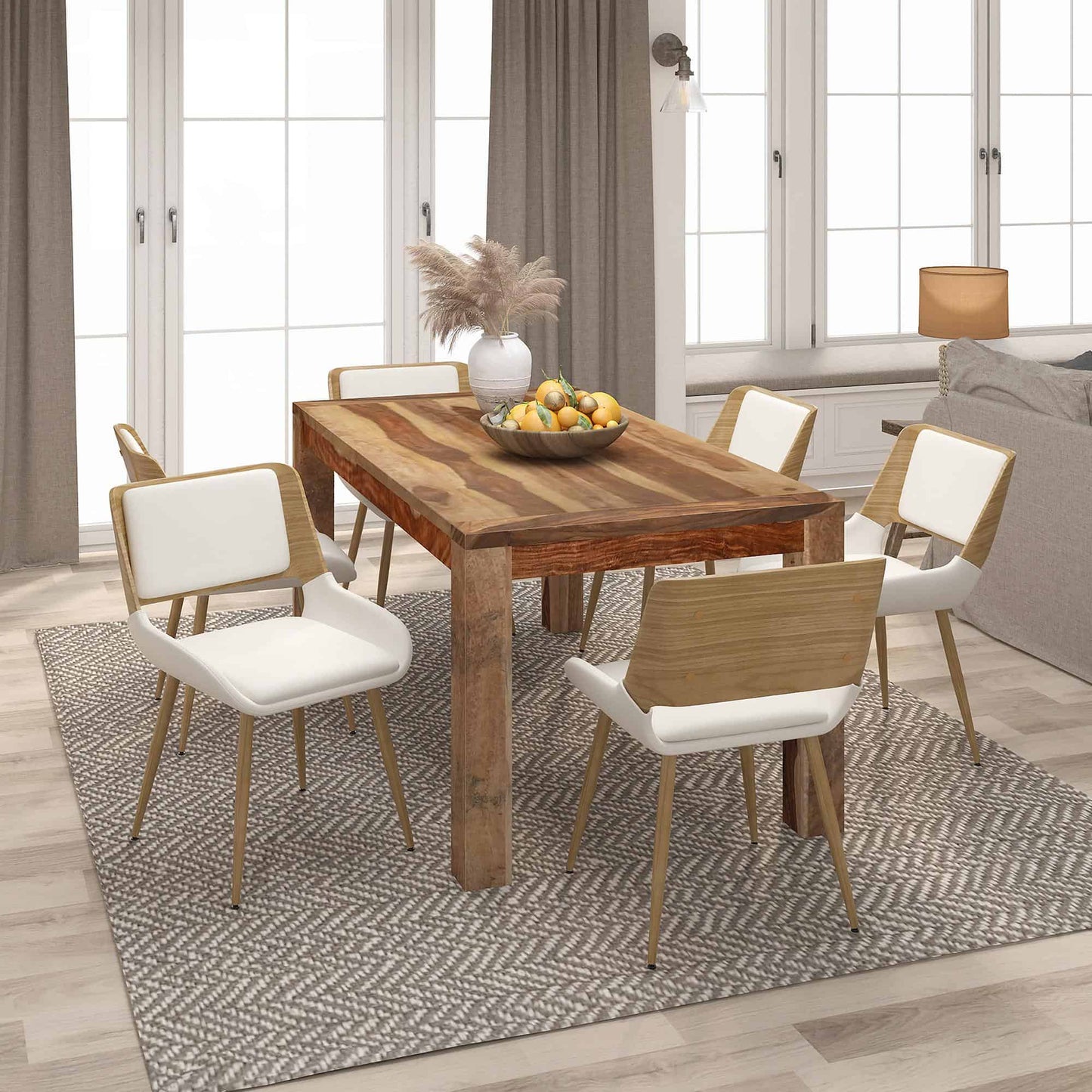 Hudson Mid-Century Modern Side Chair – Faux Leather Dining or Accent Chair