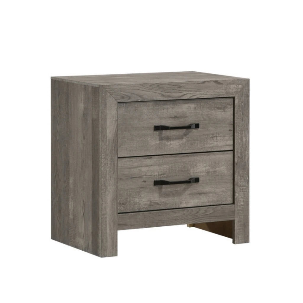 Gray wooden nightstand with two drawers