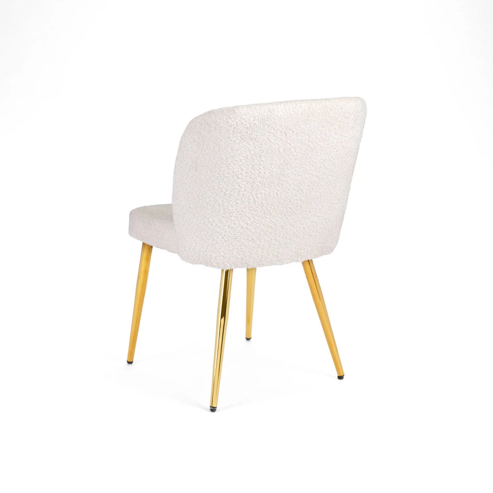Fortina White Fabric Dining Room Chair with Gold Metal Legs