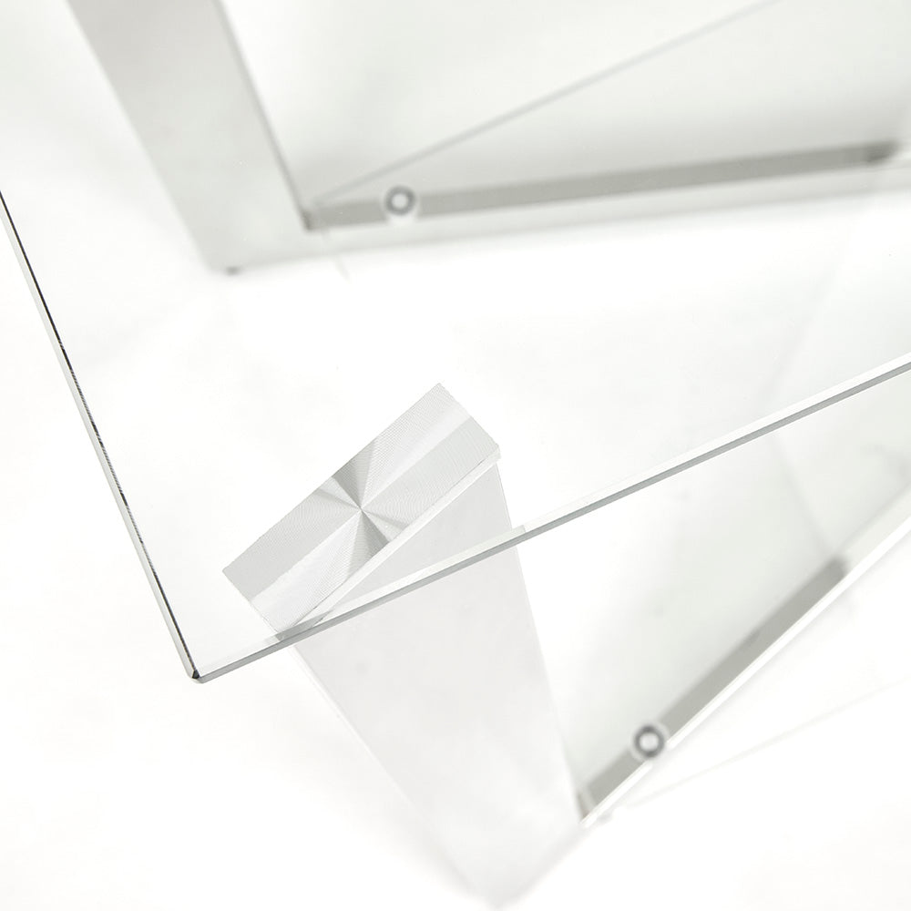 Maison Tempered Glass Console Table with Stainless Steel Frame