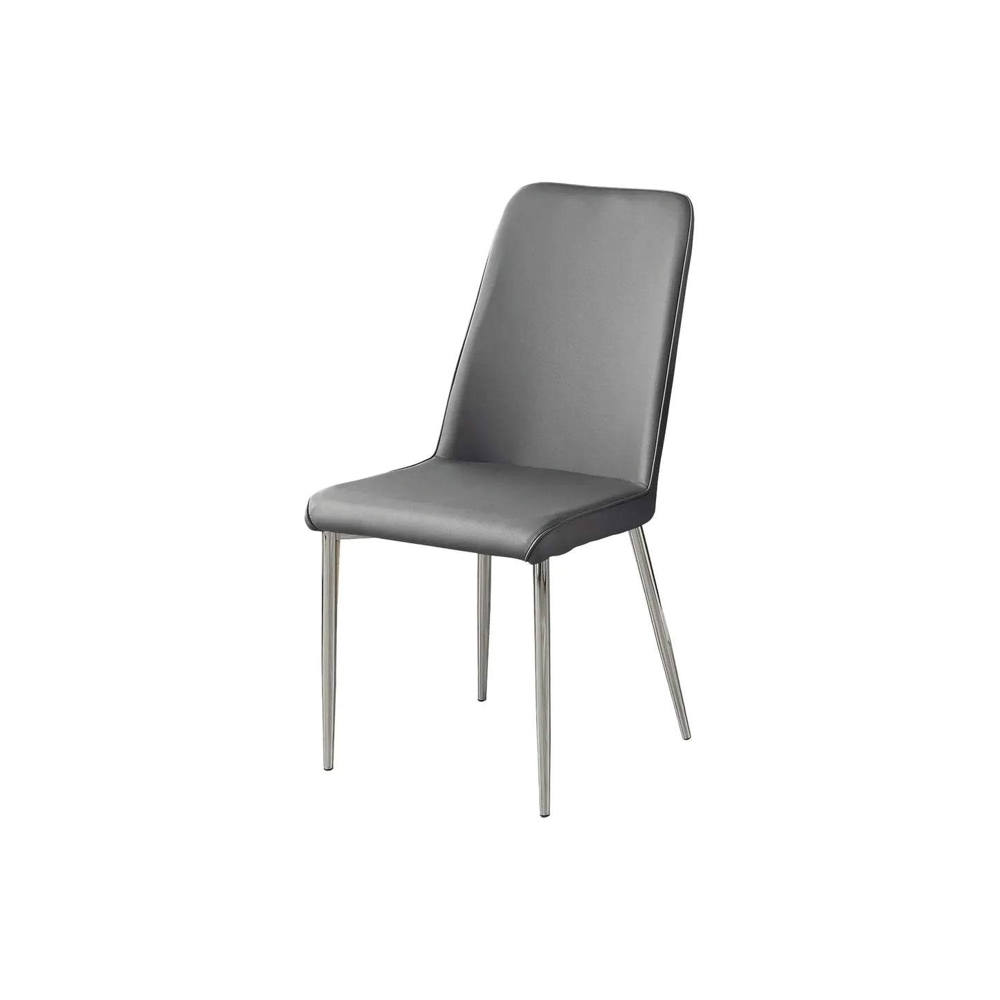 Grey Leather-Look Dining Chairs – 37"H with Chrome Legs - 2Pcs