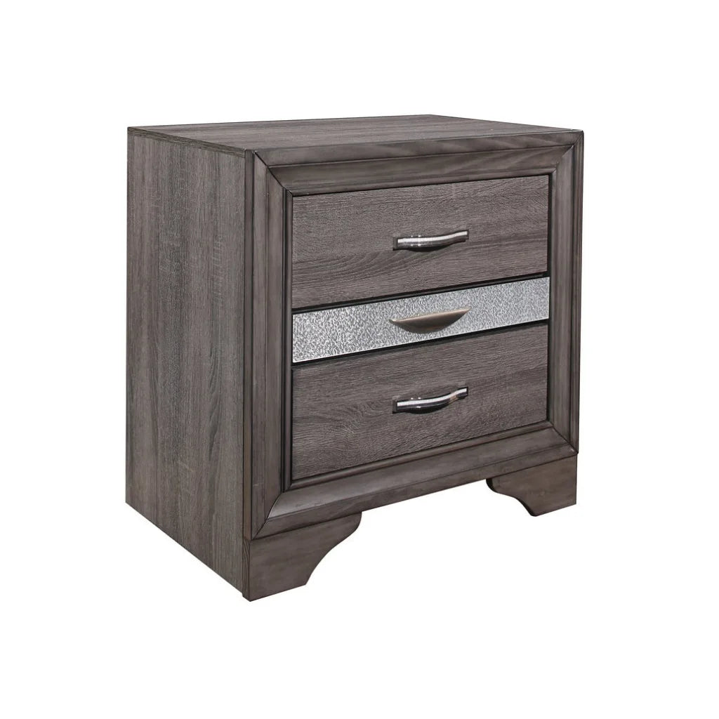 Wooden nightstand with two drawers