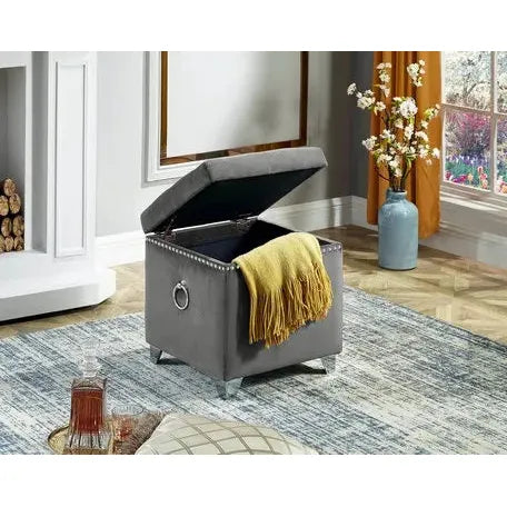 Gray storage ottoman