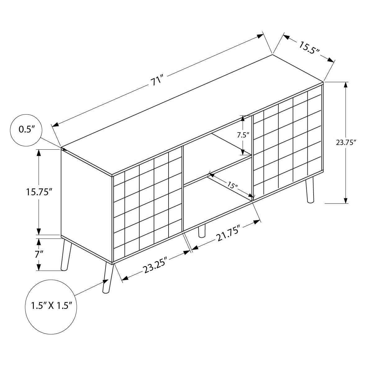 DIMENSION OF DARK WALNUT TV STAND