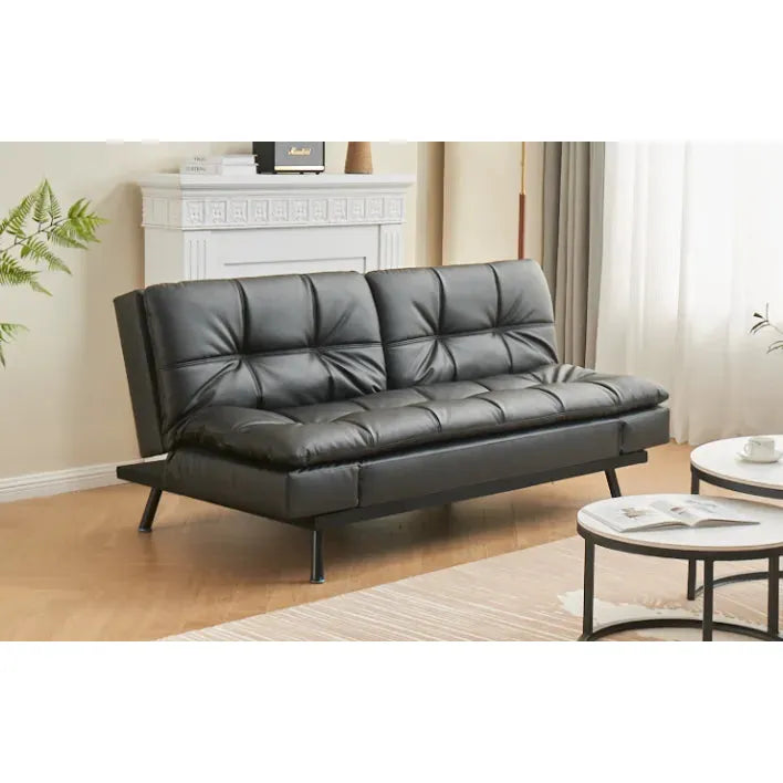 Black leather sofa bed for living room at affordable price