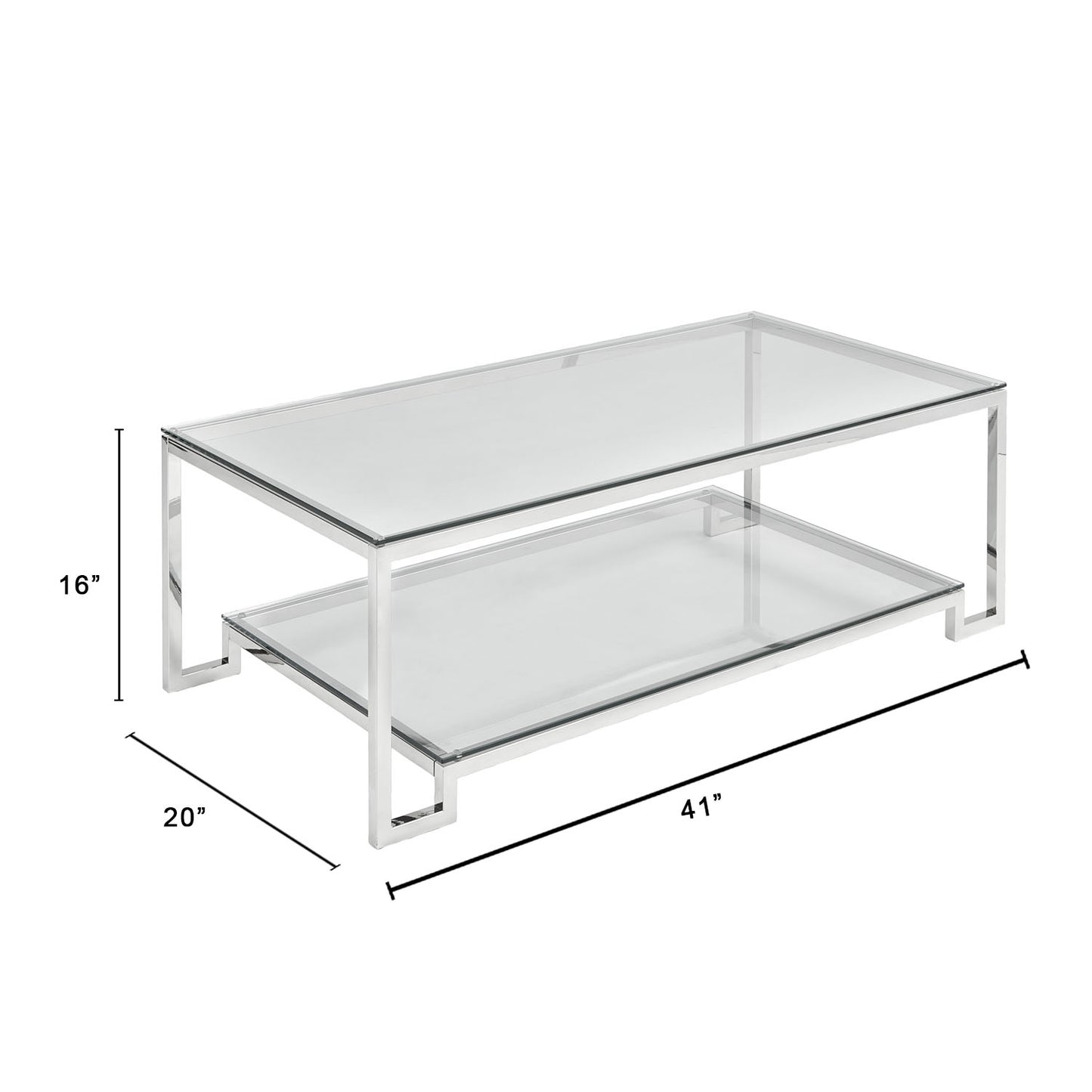 Krista Stainless Steel Coffee Table with Tempered Glass Top