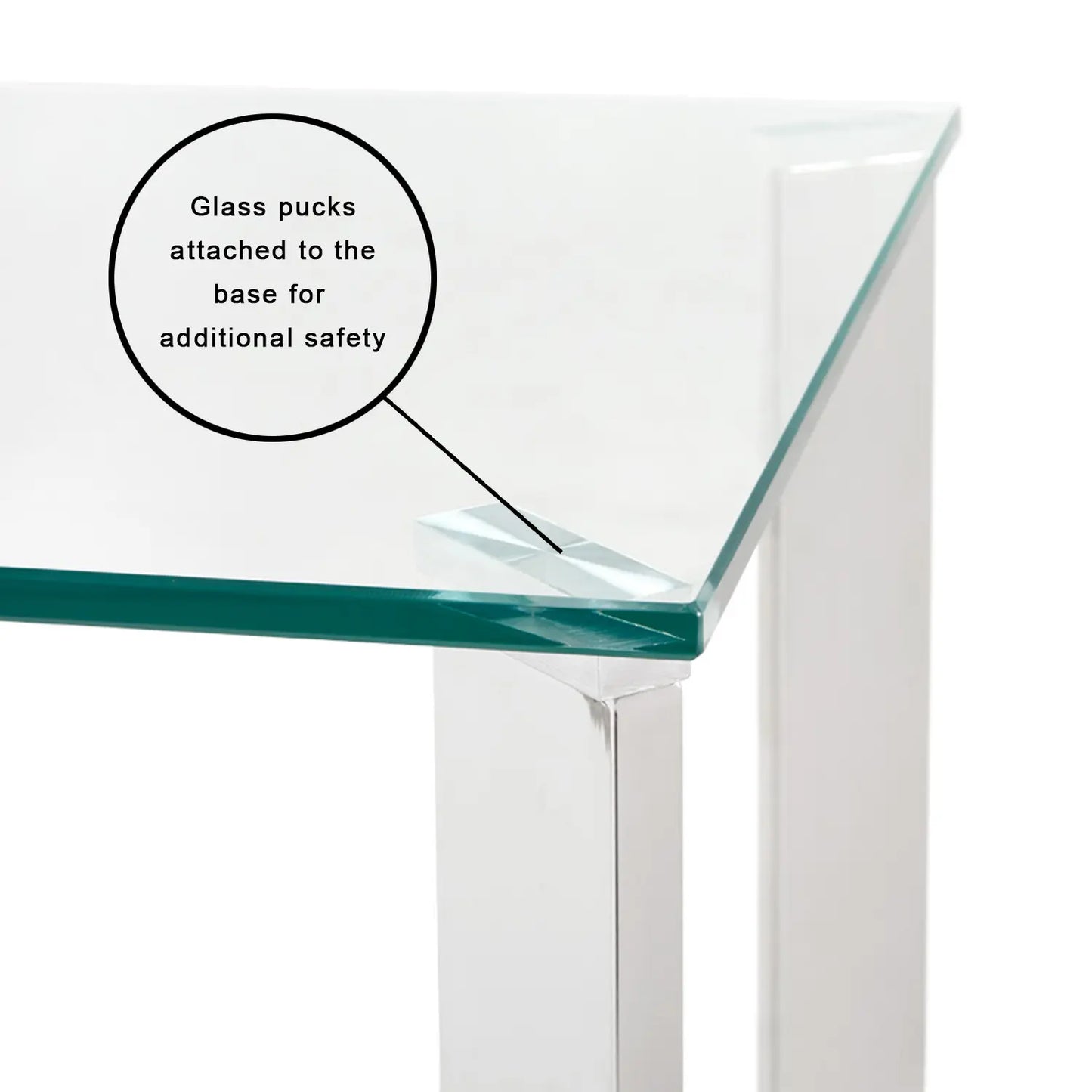 Maison Tempered Glass Top End Table with Stainless Steel Frame