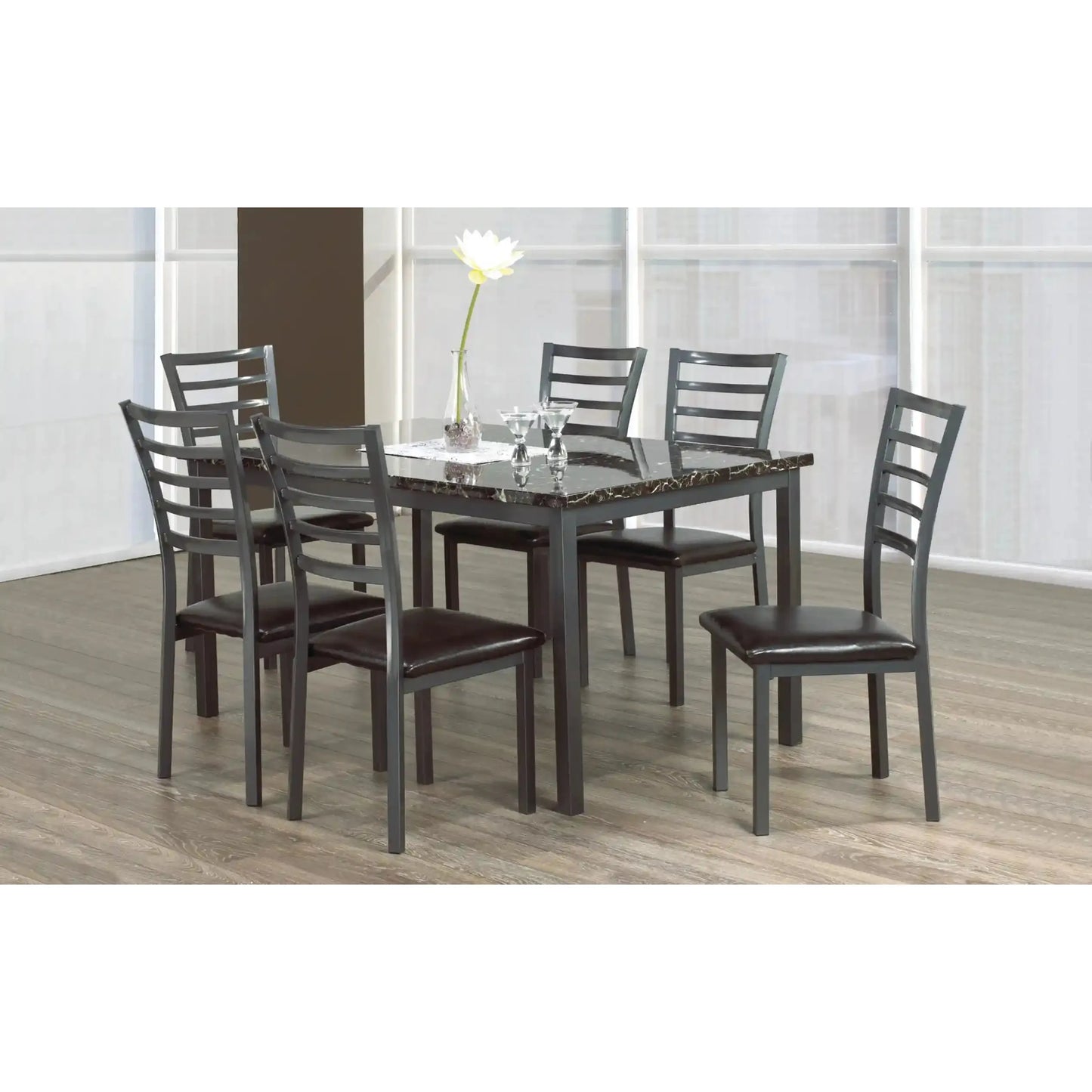 Dining table set with six chairs