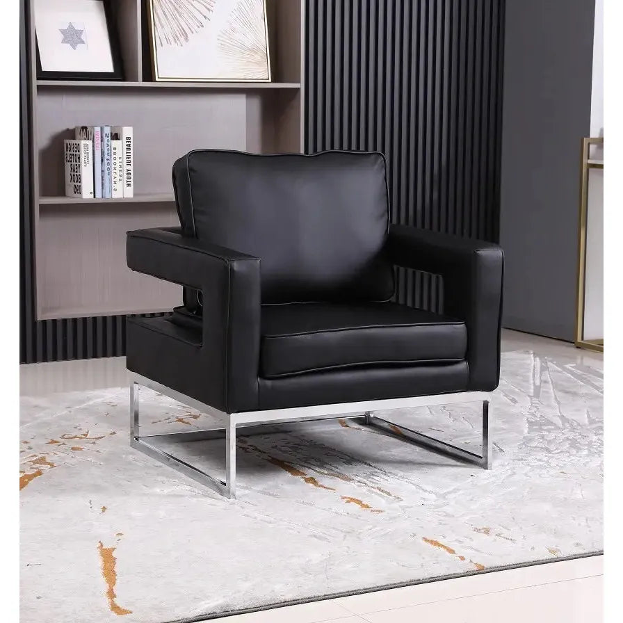Black leather accent for modern living room