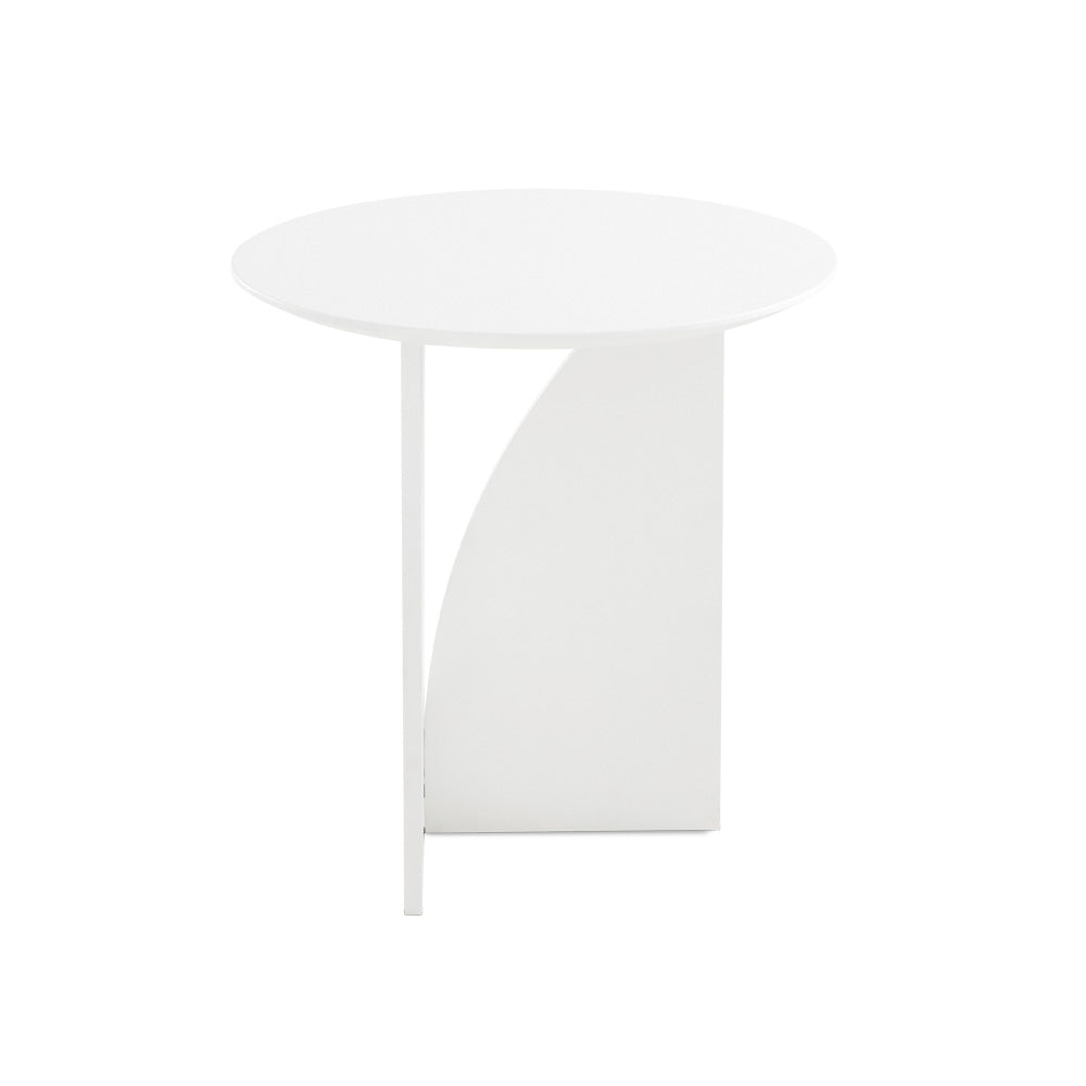 Myrtle White Round End Table – 20″ Oak Veneer Top & Sleek Modern Base