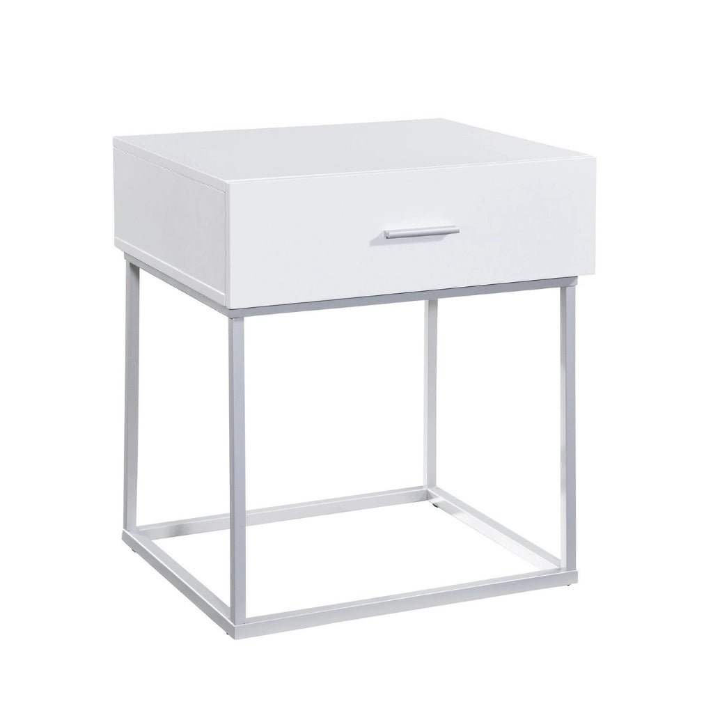 White Nightstand with Drawer