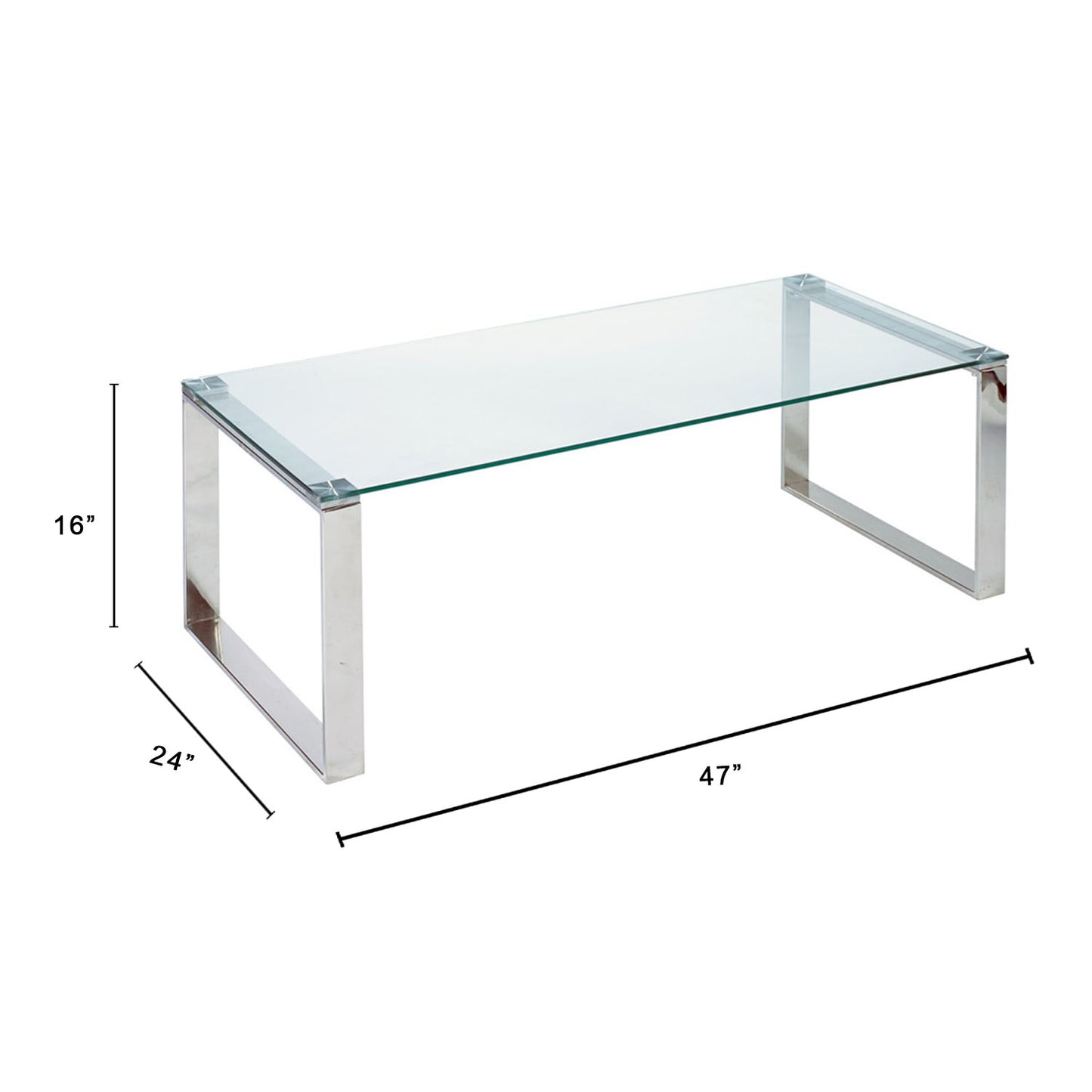 Dimensions Of Rectangular Tempered Glass Coffee Table with Stainless Steel Frame