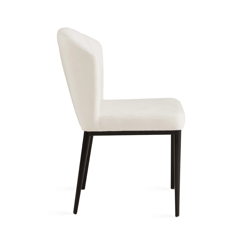 Shell Linen Dining Chair – Commercial-Grade with Black Metal Frame