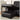 Black leather sectional sofa with an open storage ottoman