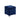 Navy blue tufted storage ottoman with silver accents
