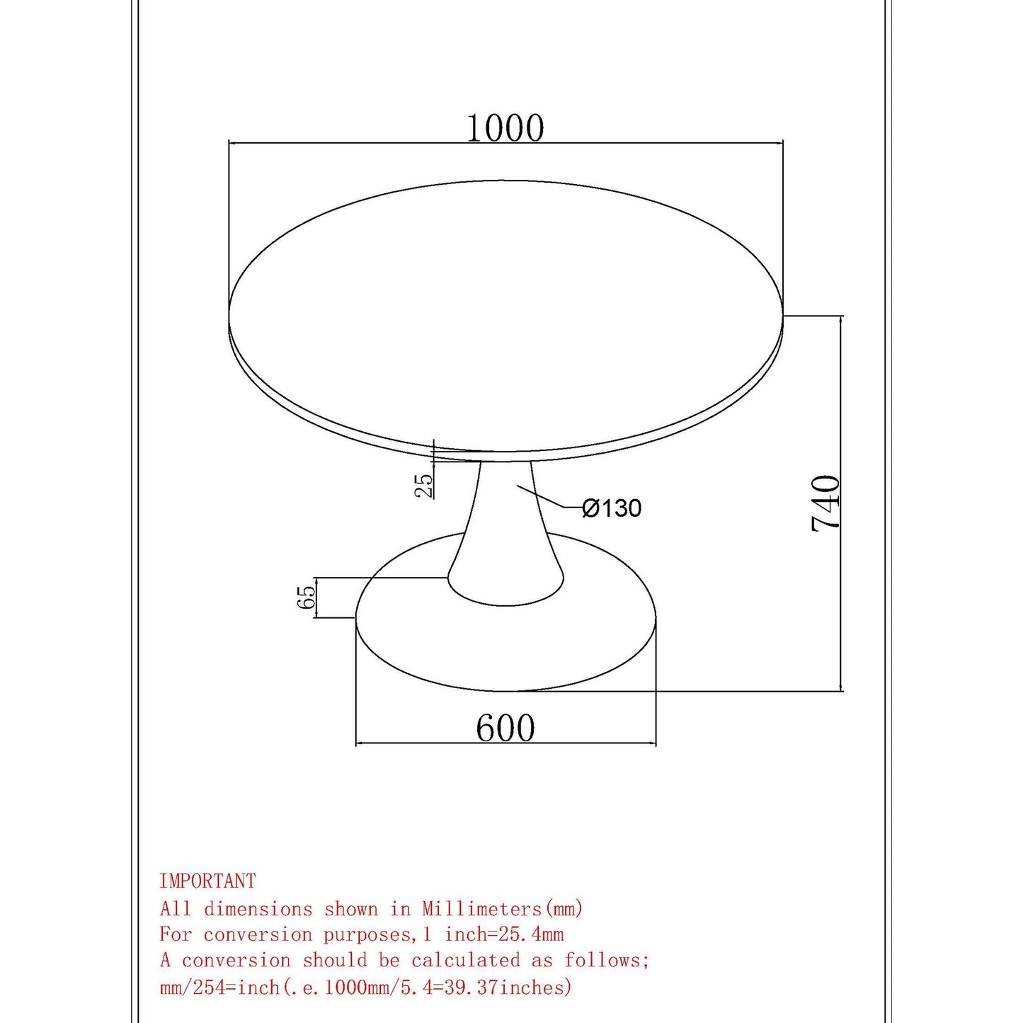 Table dimension of Zilo/Kash 5pc Small Round Dining Table Set