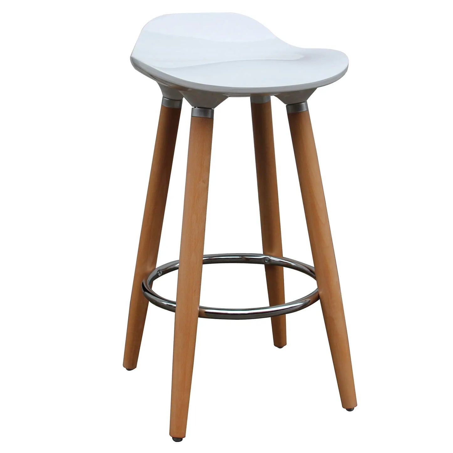 Trex 26 White Modern Counter Stools – Set of 2 with Wood Base