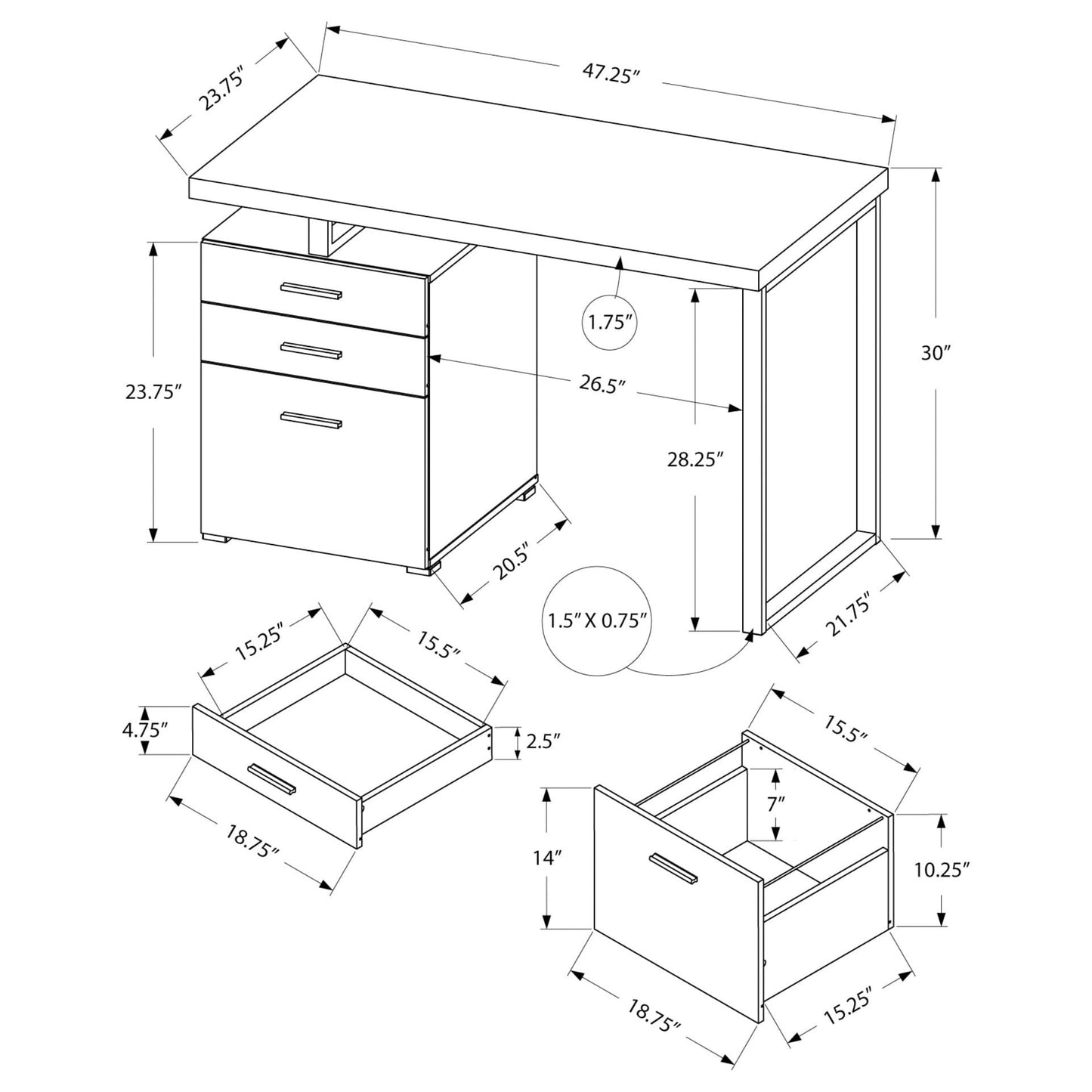 48" Black and Grey Computer Desk with Storage & Reversible Setup