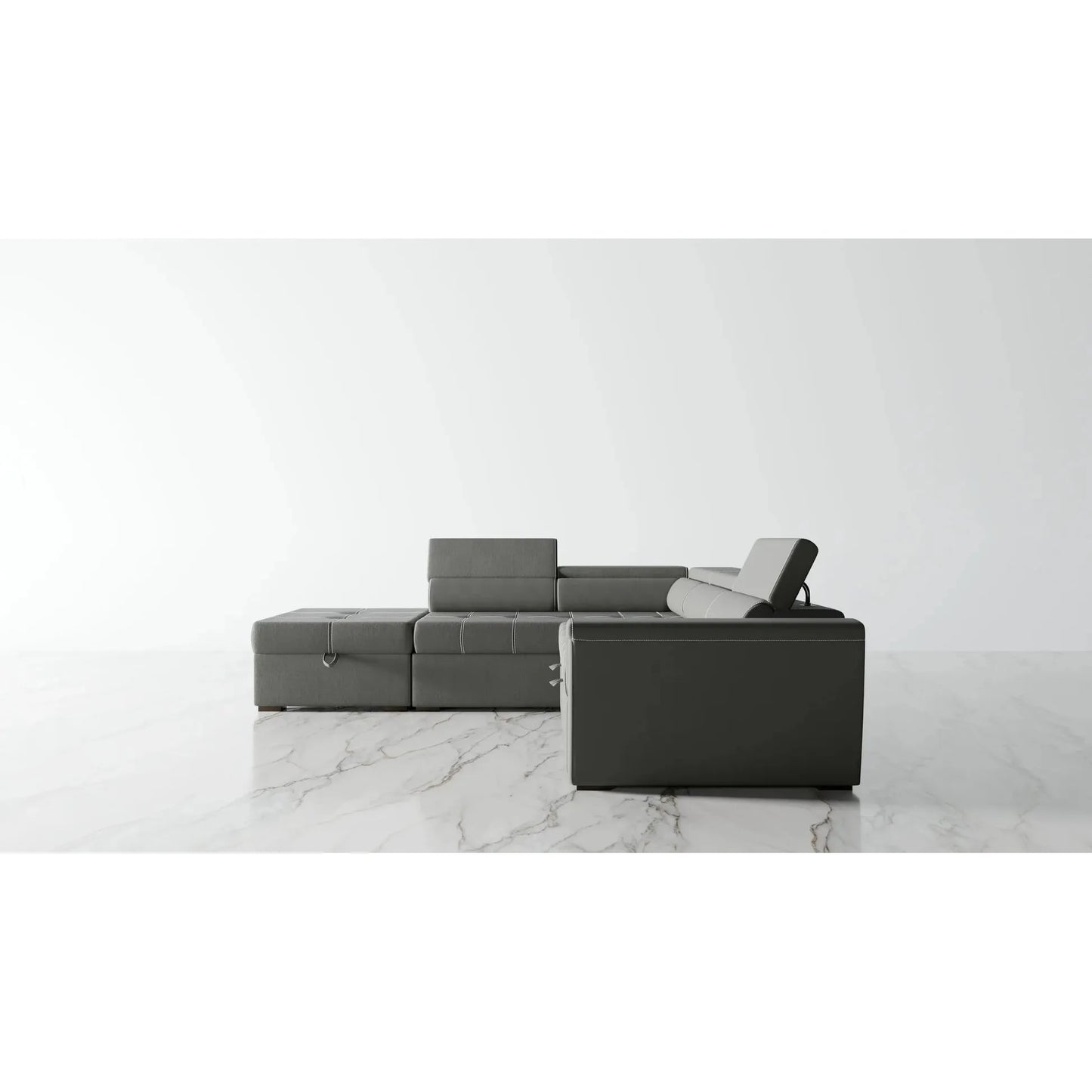 Carolina Fabric Sofa Bed – Adjustable Headrests, Contrast Stitching With Storage Option