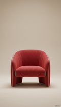 Fauteuil accent en velours rouge vermillon