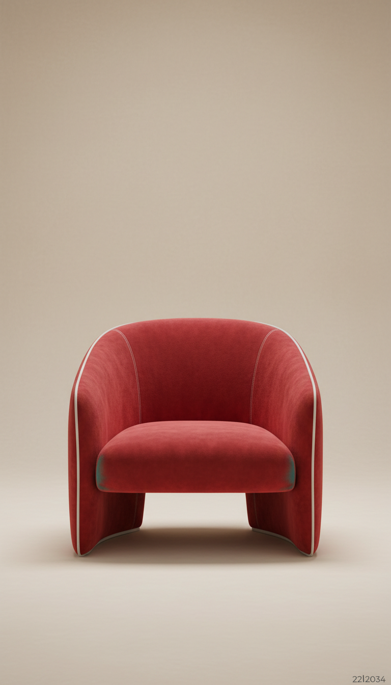 Fauteuil accent en velours rouge vermillon