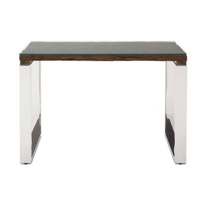 Railwood Reclaimed Wood Desk with Stainless Steel Base – Rustic Charm