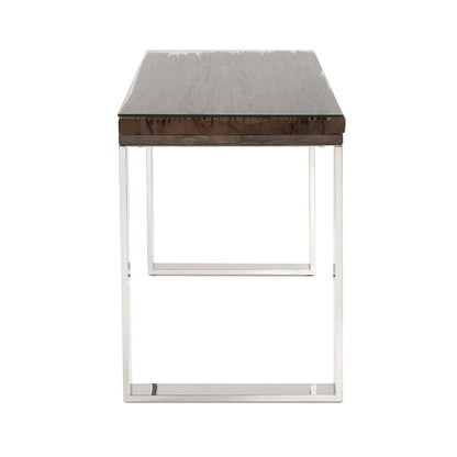 Railwood Reclaimed Wood Desk with Stainless Steel Base – Rustic Charm