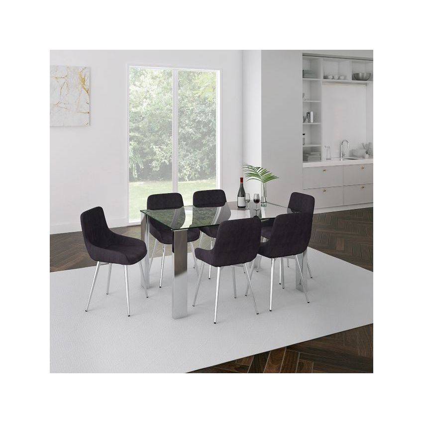 FRANKFURT RECTANGULAR DINING TABLE IN STAINLESS STEEL