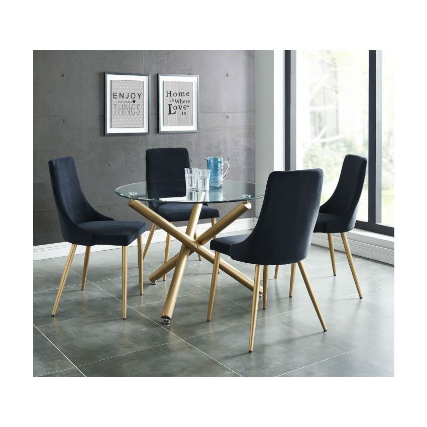 CARMILLA ROUND DINING TABLE IN AGED GOLD