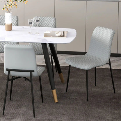 Brixx Faux Leather Dining Chairs Set of 2 with Black Metal Legs