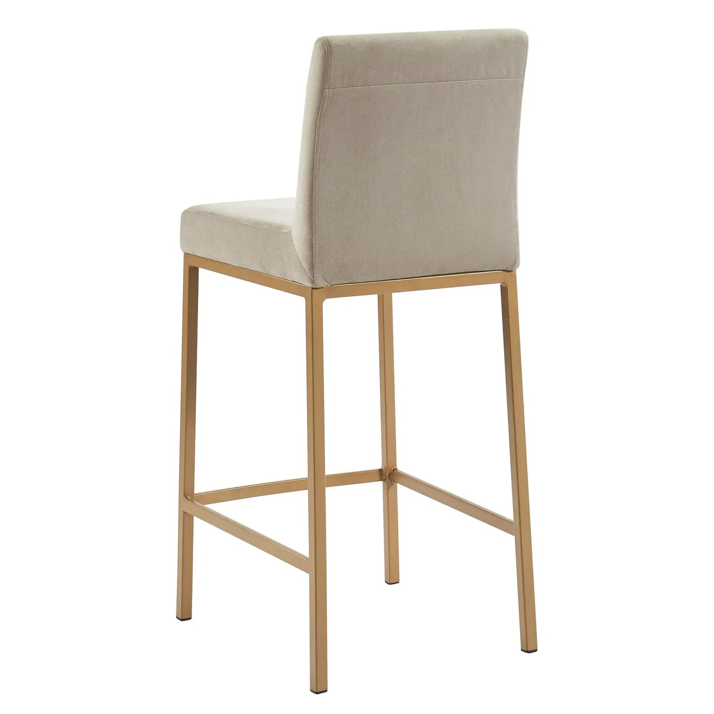 Diego 26" Velvet Counter Stools with Aged Gold Metal Frame - Set of 2
