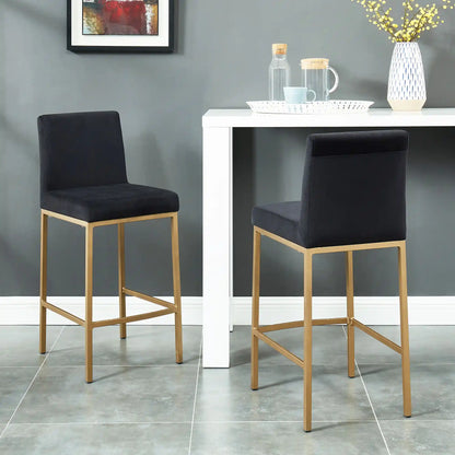Diego 26" Velvet Counter Stools with Aged Gold Metal Frame - Set of 2